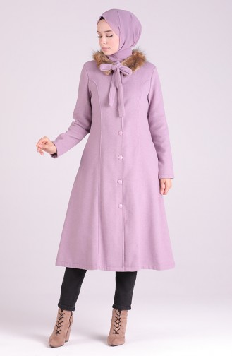 Kürklü Kaşe Kaban 5071-06 Lila