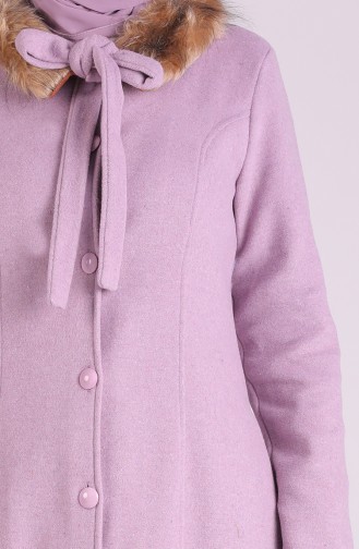 Kürklü Kaşe Kaban 5071-06 Lila