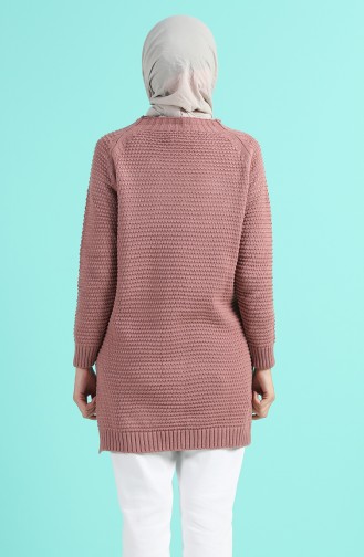 Triko Yırtmaçlı Kazak 55294-01 Gül Kurusu