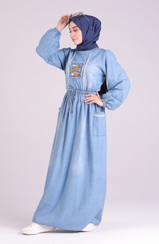 Denim Blue Hijab Dress 8004-02