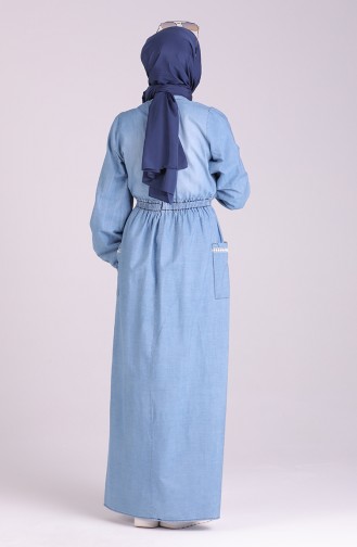 Denim Blue Hijab Dress 8004-02