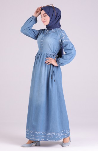 Robe Hijab Bleu Jean 8035-02
