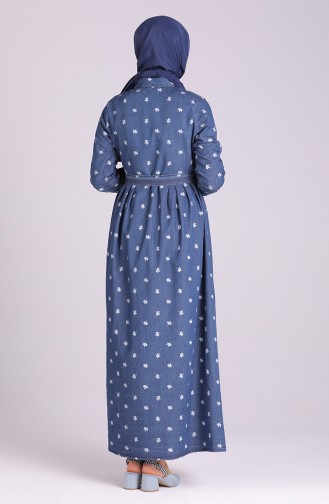 Navy Blue Hijab Dress 7092-01