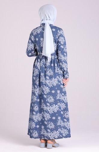 Dunkelblau Hijab Kleider 7092A-01