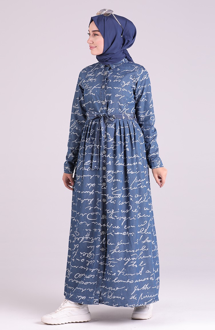 navy patterned dress