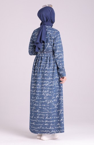 Dunkelblau Hijab Kleider 7092B-01