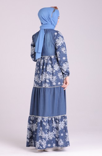 Dunkelblau Hijab Kleider 8055A-02