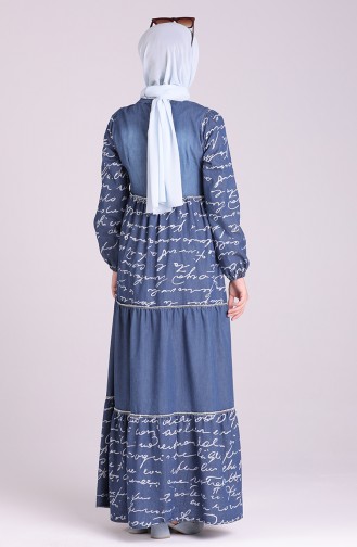 Dunkelblau Hijab Kleider 8055B-01