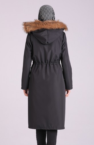 Hooded Fur Coat 0504-01 Black 0504-01