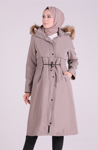 Hooded Fur Coat 0504-02 Gray 0504-02