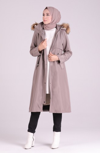 Hooded Fur Coat 0504-02 Gray 0504-02