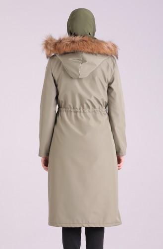 Hooded Fur Coat 0504-04 Khaki 0504-04