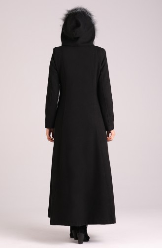 معطف صوف بتصميم موصول بقبعة 71193-01 لون أسود 71193-01
