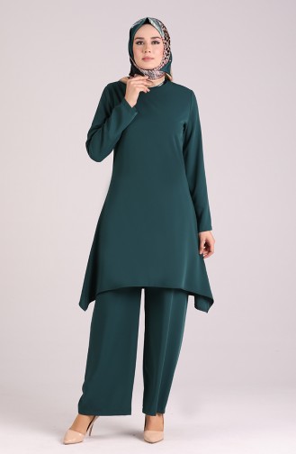 Asymmetric Tunic Trousers Double Suit 1001-02 Emerald Green 1001-02