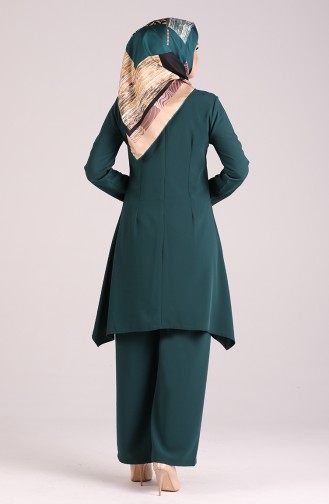 Asymmetric Tunic Trousers Double Suit 1001-02 Emerald Green 1001-02
