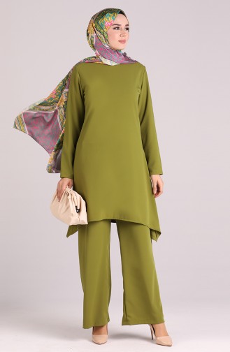 Asymmetric Tunic Trousers Double Suit 1001-03 Pistachio Green 1001-03