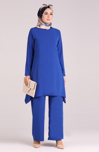 Asymmetric Tunic Trousers Double Suit 1001-07 Saxe Blue 1001-07