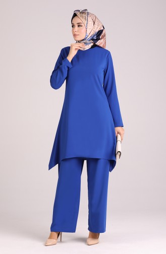 Asimetrik Tunik Pantolon İkili Takım 1001-07 Saks