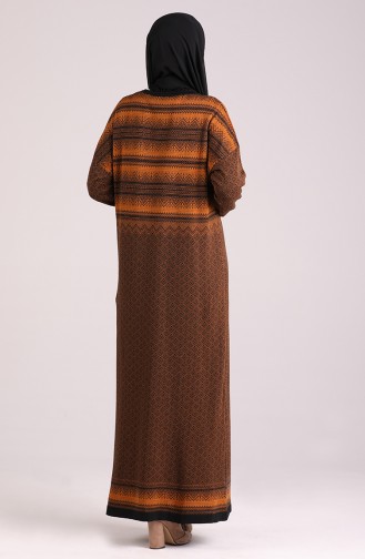 Patterned Knitwear Dress 1038-02 Mustard 1038-02