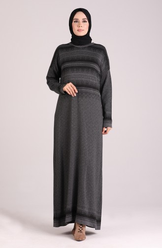 Grau Hijab Kleider 1038-01