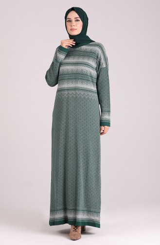 Smaragdgrün Hijab Kleider 1038-04