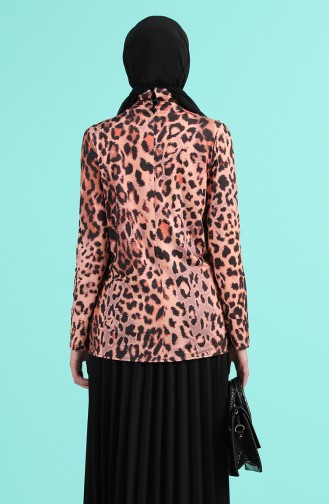 Leopar Desenli Bluz 4002-01 Somon