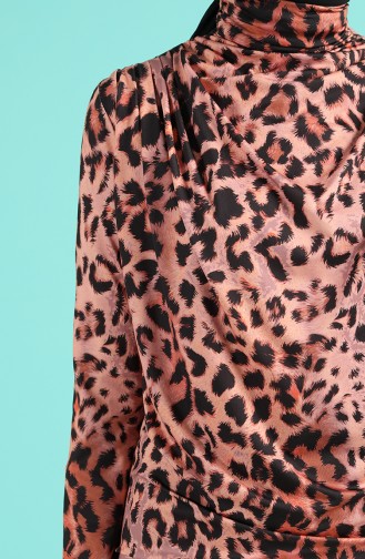 Leopar Desenli Bluz 4002-01 Somon