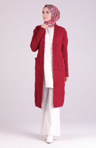 Triko Ponponlu Hırka 6004-04 Bordo