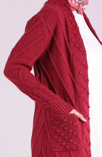 Triko Ponponlu Hırka 6004-04 Bordo