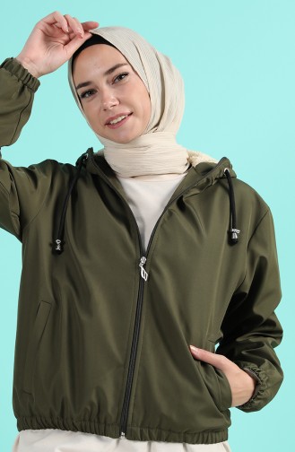 Hooded Short Coat 0505-02 Khaki 0505-02