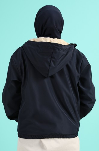 Short Hooded Coat 0505-03 Navy Blue 0505-03