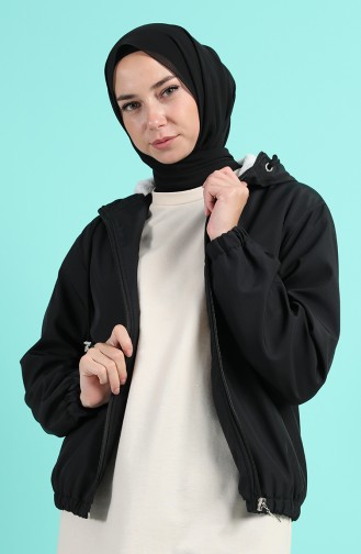 Hooded Short Coat 0505-04 Black 0505-04