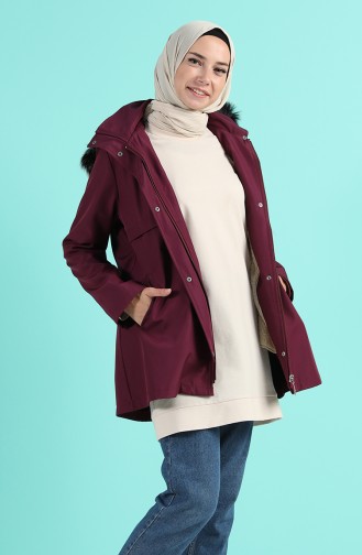 Hooded Jacket with Pockets 0506-05 Damson 0506-05