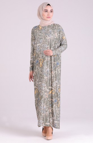 Khaki Hijab Kleider 8094-01