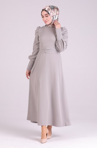 Grau Hijab Kleider 2037-02