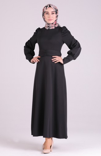 Schwarz Hijab Kleider 2037-03