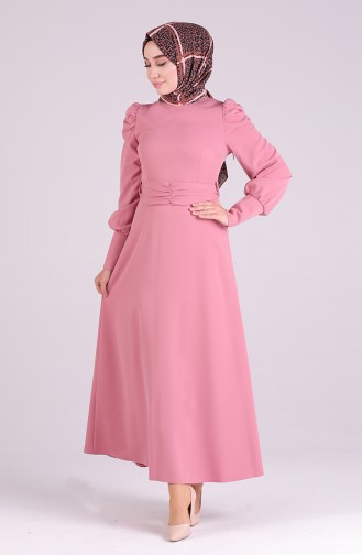 Beige-Rose Hijab Kleider 2037-05