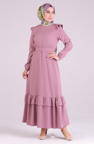 Elastic waist Belted Dress 2038-02 Lilac 2038-02