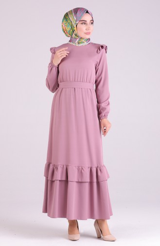 Elastic waist Belted Dress 2038-02 Lilac 2038-02