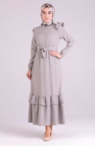 Elastic waist Belted Dress 2038-05 Gray 2038-05