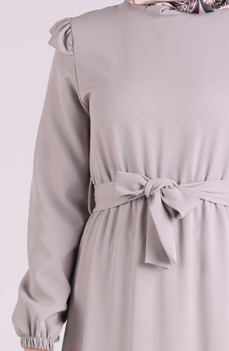 Elastic waist Belted Dress 2038-05 Gray 2038-05