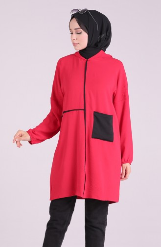 Aerobin Kumaş Cepli Tunik 0734-05 Kırmızı