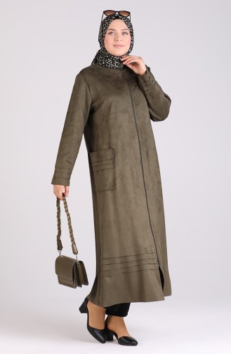 Grosse Grösse Wildleder Hijab-Mantel 0385-05 Khaki 0385-05