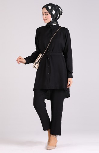 Belted Tunic Trousers Double Suit 1078a-01 Black 1078A-01