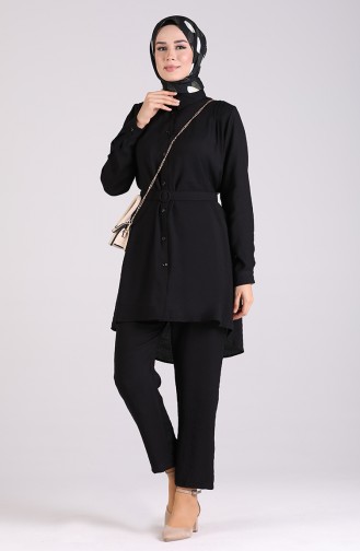 Belted Tunic Trousers Double Suit 1078a-01 Black 1078A-01