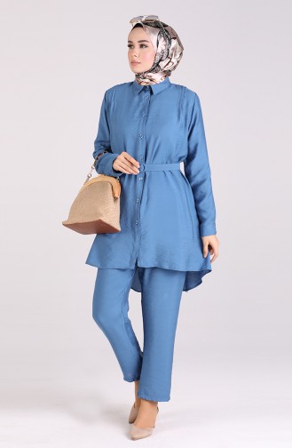 Belted Tunic Trousers Double Suit 1078a-03 Indigo 1078A-03