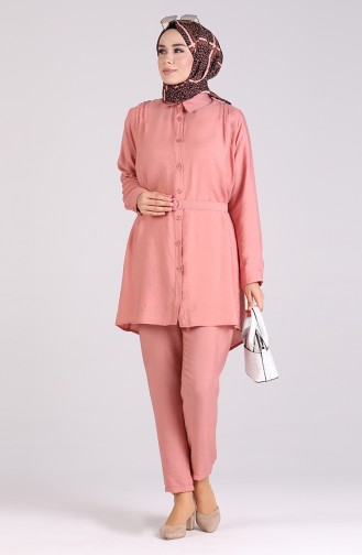 Belted Tunic Trousers Double Suit 1078a-06 Dry Rose 1078A-06