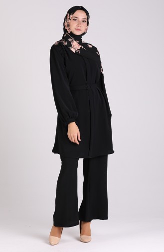 Belted Tunic Trousers Double Suit 1082-01 Black 1082-01