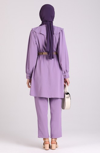 Belted Tunic Trousers Double Suit 1091-01 Lilac 1091-01