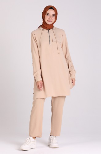 Hooded Tunic Trousers Double Suit 1107-07 Camel 1107-07